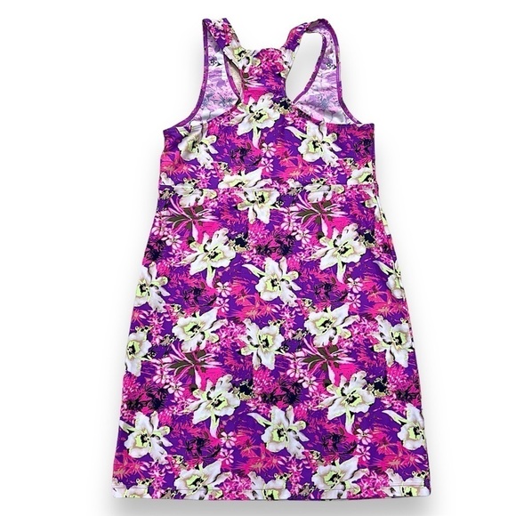 Hula Bay hawaiian floral orchid print beach dress, neon colors, M, stretchy - Picture 5 of 9